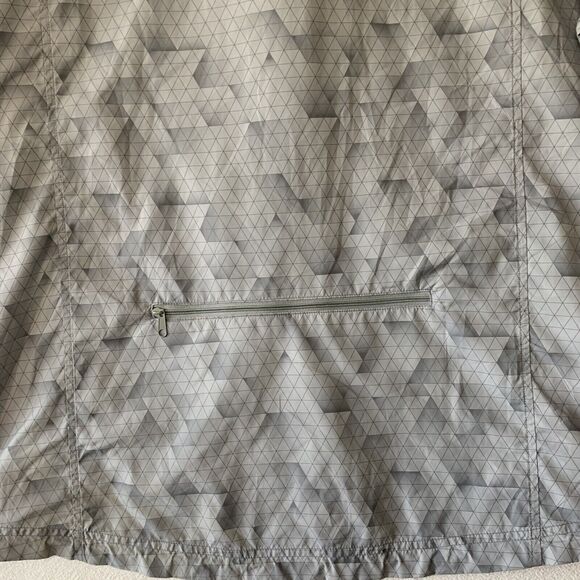 Asics Men Windbreaker Jacket Hood Water Wind Resistant Grey Large Pockets Zipper - Picture 11 of 16